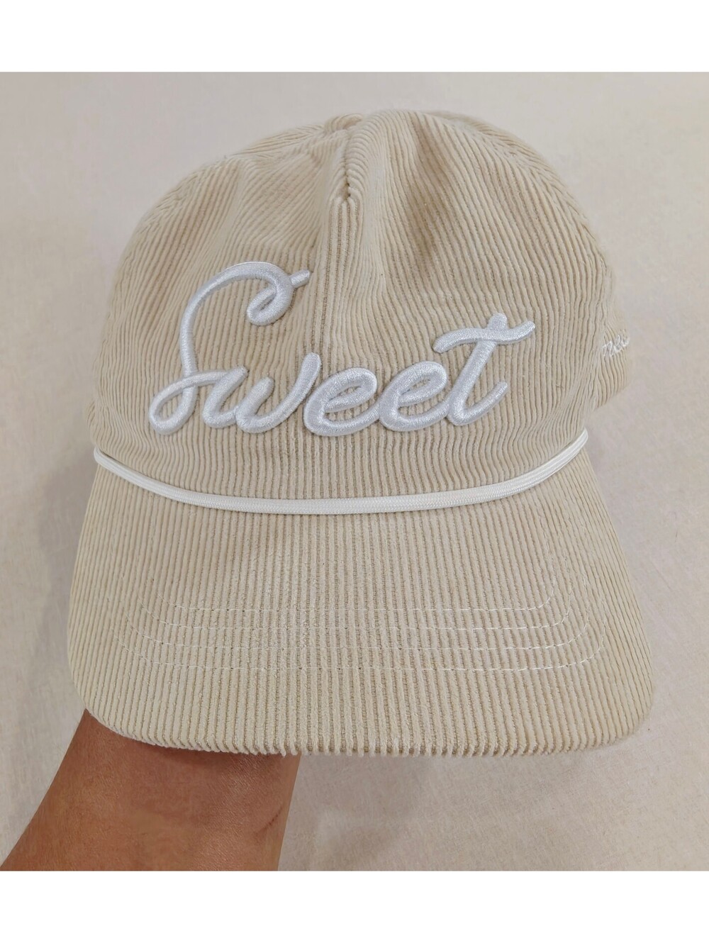 Sweet Corduroy Hat Beige Adjustable Snapback Cap